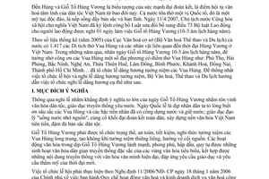 Hướng dẫn 796/HD-BVHTTDL nghi thức tưởng niệm Vua Hùng ngày tổ chức giỗ tổ Hùng Vương ngày 10-3 âm lịch