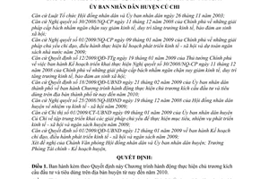 Quyết định  06/2009/QĐ-UBND  chương trình hành động thực hiện chủ trương kích cầu đầu tư và tiêu dùng trên địa bàn huyện từ nay đến năm 2010