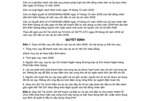 Quyết định 13/2009/QĐ-UBND vay vốn đầu tư dự án Kiên Giang