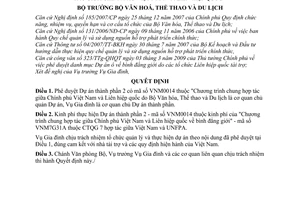 Quyết định 1043/QĐ-BVHTTDL phê duyệt dự án thành phần thuộc “chương trình chung hợp tác giữa Chính phủ Việt Nam và Liên hiệp quốc’’