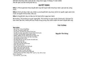 Quyết định  365/QĐ-TTg phê duyệt kế hoạch triển khai thực hiện Luật cán bộ, công chức