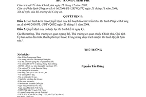 Quyết định  367/QĐ-TTg  Kế hoạch tổ chức triển khai thi hành Pháp lệnh Công an