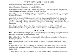 Quyết định 16/2009/QĐ-UBND quản lý xe máy kéo rơ moóc xe ba bánh Quảng Ngãi