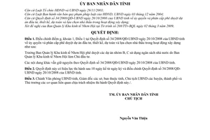 Quyết định 08/2009/QĐ-UBND điều chỉnh QĐ 34/2008/QĐ-UBND