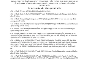 Quyết định 15/2009/QĐ-UBND bảng giá tối thiểu tính lệ phí trước bạ Quảng Ngãi