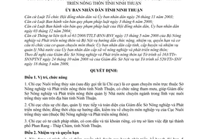 Quyết định 92/2009/QĐ-UBND chức năng nhiệm vụ quyền hạn cơ cấu tổ chức