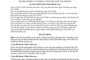 Quyết định 18/2009/QĐ-UBND sửa đổi QĐ 10/2007/QĐ-UBND