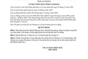 Quyết định 497/2009/QĐ-UBND phối hợp phòng chống tội phạm CNTT Cao Bằng