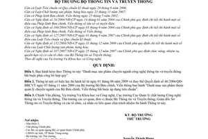 Thông tư 08/2009/TT-BTTTT danh mục sản phẩm chuyên ngành công nghệ thông tin truyền thông bắt buộc công bố hợp quy