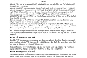 Thông tư 57/2009/TT-BTC miễn thuế thu nhập cá nhân Việt Nam làm việc tại văn phòng đại diện tổ chức Liên hợp quốc