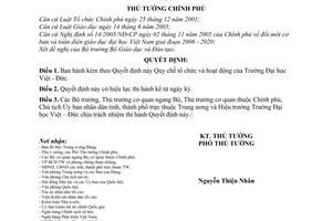 Quyết định  380/QĐ-TTg Quy chế tổ chức và hoạt động của Trường Đại học Việt - Đức