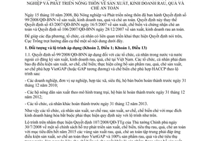 Hướng dẫn 352/HD-TT-CLT thực hiện Quyết định 99/2008/QĐ-BNN  sản xuất, kinh doanh rau, quả và chè an toàn