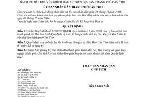 Quyết định 25/2009/QĐ-UBND  Ủy ban nhân dân thành phố Cần Thơ ban hành để bãi bỏ QĐ 32/2005/QĐ-UB