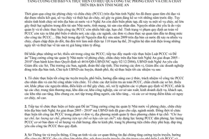 Chỉ thị 07/2009/CT-UBND chỉ đạo phòng cháy chữa cháy Nghệ An