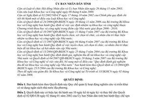 Quyết định 598/2009/QĐ-UBND Quy chế quản lý hoạt động  nghiên cứu và triển khai