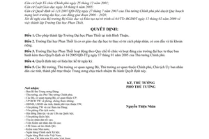 Quyết định  394/QĐ-TTg  thành lập Trường Đại học Phan Thiết