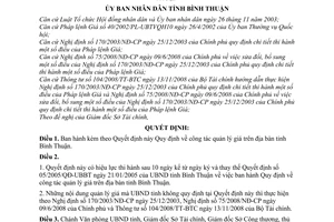Quyết định 20/2009/QĐ-UBND Quy định công tác quản lý giá trên địa bàn tỉnh Bình Thuận