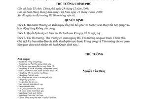 Quyết định 44/2009/QĐ-TTg phương án khẩn nguy tổng thể đối phó với hành vi can thiệp bất hợp pháp vào hoạt động hàng không dân dụng