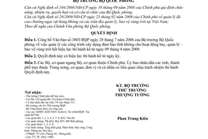 Quyết định  794/QĐ-BQP công bố văn bản hết hiệu lực