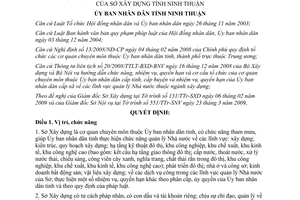 Quyết định 95/2009/QĐ-UBND chức năng nhiệm vụ quyền hạn cơ cấu Sở Xây dựng Ninh Thuận