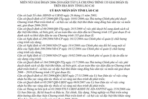 Quyết định 05/2009/QĐ-UBND  Quy định  quản lý đầu tư, thực hiện các dự án Phát triển KTXH các xã đặc biệt khó khăn vùng đồng bào dân tộc miền núi
