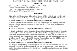 Nghị định 30/2009/NĐ-CP kiểm toán độc lập sửa đổi Nghị định 105/2004/NĐ-CP