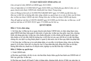 Quyết định 10/2009/QĐ-UBND chức năng nhiệm vụ quyền hạn cơ cấu Sở GDĐT Long An