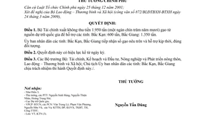 Quyết định 407/QĐ-TTg  xuất gạo dự trữ quốc gia để hỗ trợ các tỉnh cứu đói