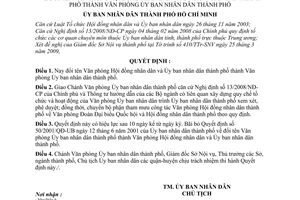 Quyết định  27/2009/QĐ-UBND đổi tên Văn phòng Hội đồng nhân dân và Ủy ban nhân dân thành phố thành Văn phòng Ủy ban nhân dân thành phố