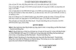 Quyết định 21/2009/QĐ-UBND tổ chức hoạt động của Đài Phát thanh truyền hình Đồng Nai