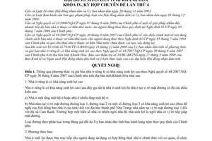 Nghị quyết 14/2009/NQ-HĐND phương thức và giá bán nhà ở riêng lẻ