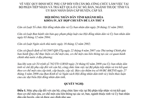 Nghị quyết 06/2009/NQ-HĐND mức phụ cấp cán bộ công chức tiếp nhận trả kết quả Khánh Hòa