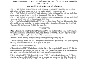 Thông tư 06/2009/TT-BGDĐT sửa đổi Quy chế tổ chức hoạt động trường phổ thông dân tộc nội trú hướng dẫn Quyết định 49/2008/QĐ-BGDĐT