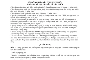 Nghị quyết 10/2009/NQ-HĐND chế độ thu, nộp, quản lý và sử dụng phí khai thác