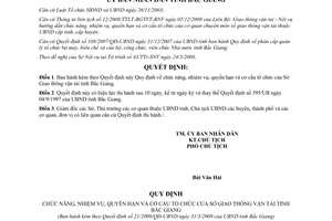 Quyết định số 21/2009/QĐ-UBND chức năng quyền hạn cơ cấu Sở Giao thông Bắc Giang