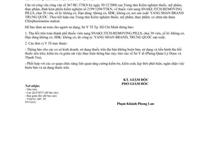 Công văn 807/SYT-QLD thông báo thu hồi thuốc vi phạm qui chế dược hiện hành