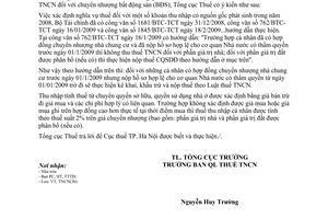 Công văn 685/TCT-TNCN thuế thu nhập cá nhân chuyển nhượng bất động sản