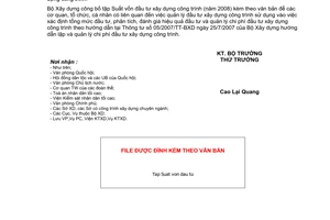 Công văn 292/BXD-KTXD công bố Suất vốn đầu tư xây dựng công trình (năm 2008)