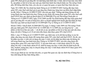 Công văn 2367/BTC-CST giảm 50% thuế suất thuế giá trị gia tăng