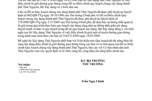 Công văn 297/BXD-KTQH điều chỉnh lộ giới đường đô thị trong quy hoạch chung xây dựng thành phố Thái Nguyên