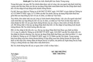 Công văn 2492/BTC-TCT hướng dẫn về thủ tục áp dụng Hiệp định thuế đối với thu nhập từ hoạt động kinh doanh chứng khoán