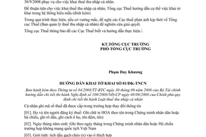 Công văn 778/TCT-TNCN hướng dẫn khai tờ khai thuế thu nhập cá nhân