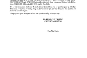 Công văn 1203/TCHQ-VP đính chính Công văn 6180/TCHQ-KTTT và 806/TCHQ-KTTT