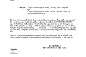 Công văn 1579/LĐTBXH-DN ghi bằng tốt nghiệp cao đẳng nghề, trung cấp nghề