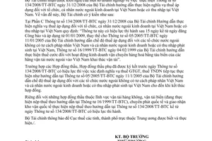 Công văn 2665/BTC-TCT thực hiện Thông tư 134/2008/TT-BTC