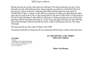 Công văn 1479/VPCP-KTTH  báo cáo tình hình thực hiện Nghị quyết 30/2008/NQ-CP, 01/NQ-CP Chính phủ