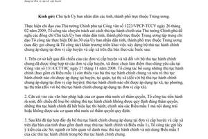 Công văn 41/CCTTHC  hướng dẫn xây dựng bộ thủ tục hành chính chung áp dụng tại đơn vị cấp xã, cấp huyện
