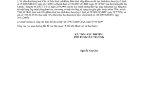 Công văn 1333/TCHQ-GSQL  phân loại áp mã mặt hàng thép ống giàn giáo