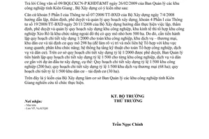 Công văn 356/BXD-KTQH lập Quy hoạch chi tiết xây dựng Khu công nghiệp theo Thông tư 19/2008/TT-BXD