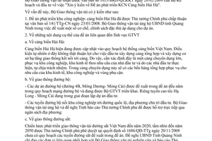 Công văn 1394/BGTVT-KHĐT Đề án phát triển khu công nghiệp cảng biển Hải Hà